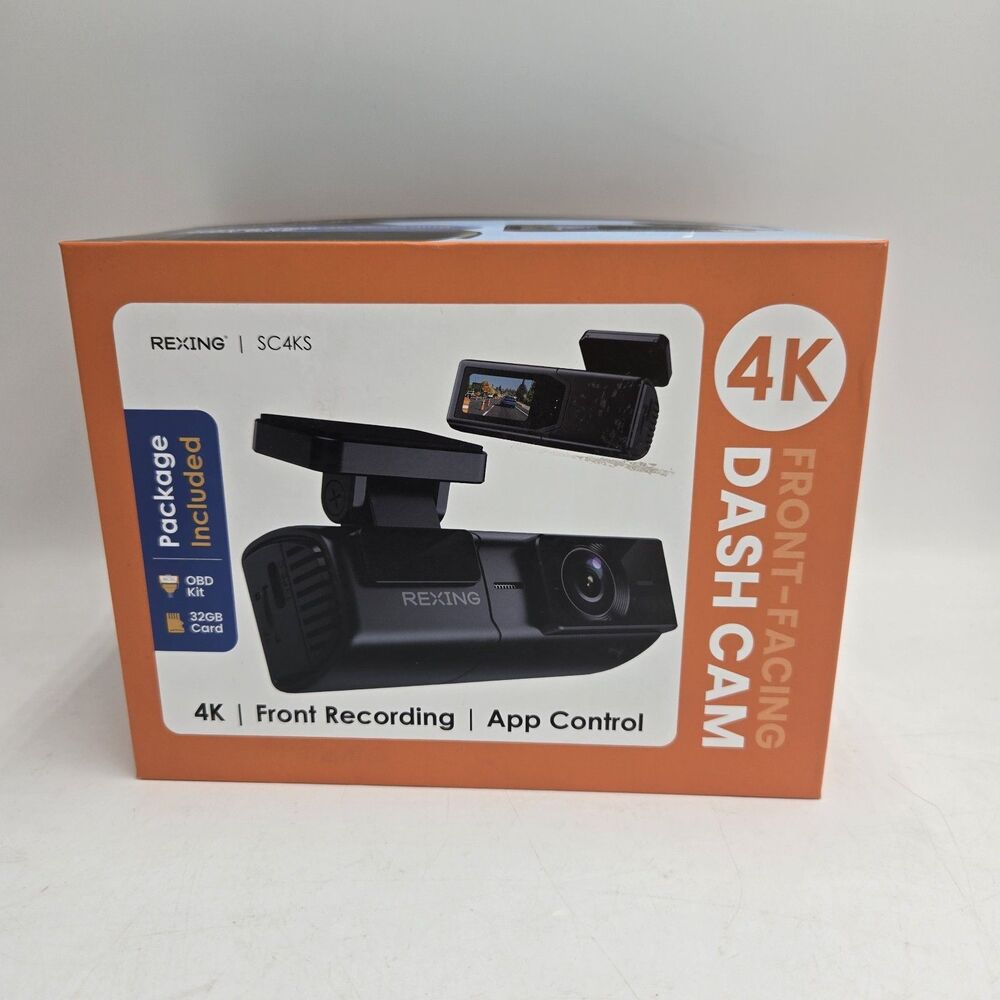 Rexing SC4KS 4K Front Dash Cam App Control OBD Kit 32GB Card Crash Detection New